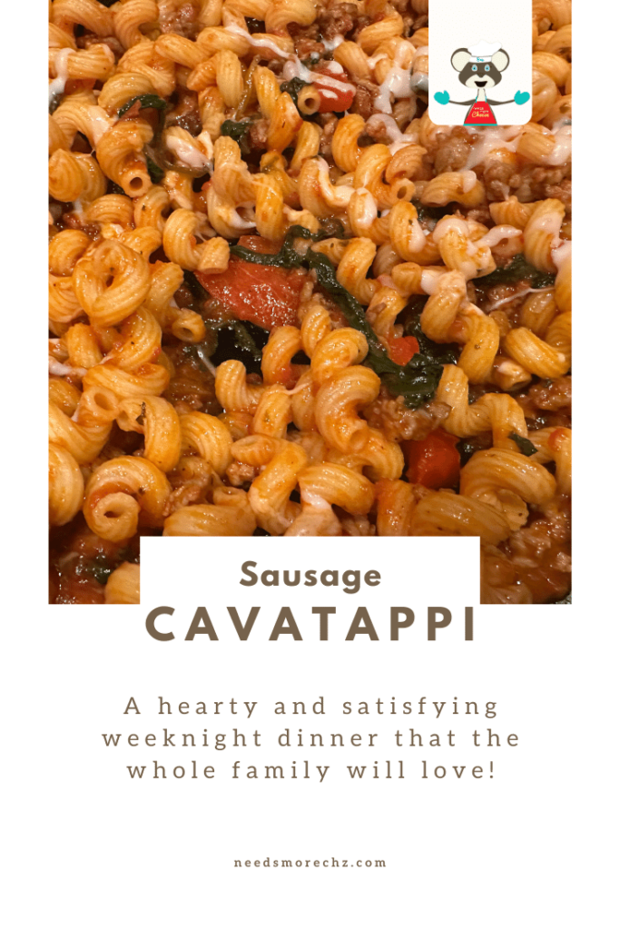 Sausage Cavatappi. A hearty and satisfying weeknight dinner that the whole family will love! needsmorechz.com