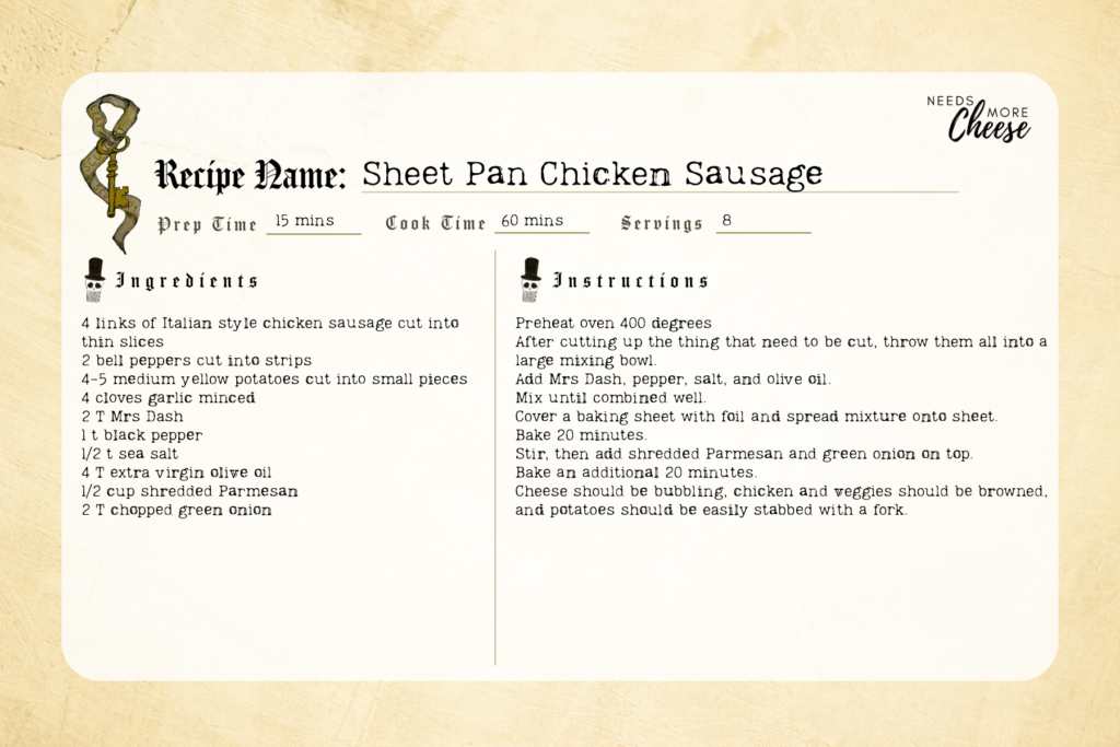 Sheet pan chicken sausage