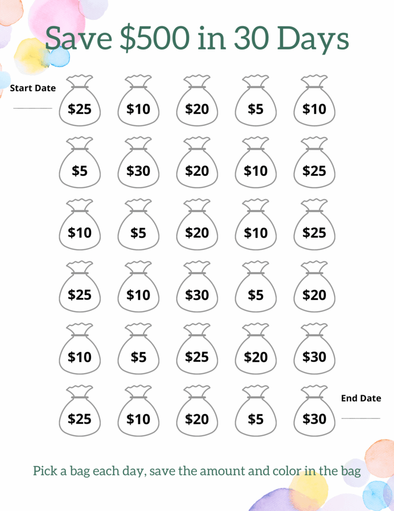 Save $500 in 1 month